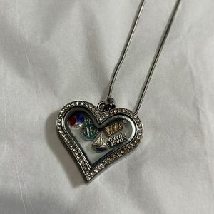 Orgami Owl heart locket with Coast Guard gems and charms